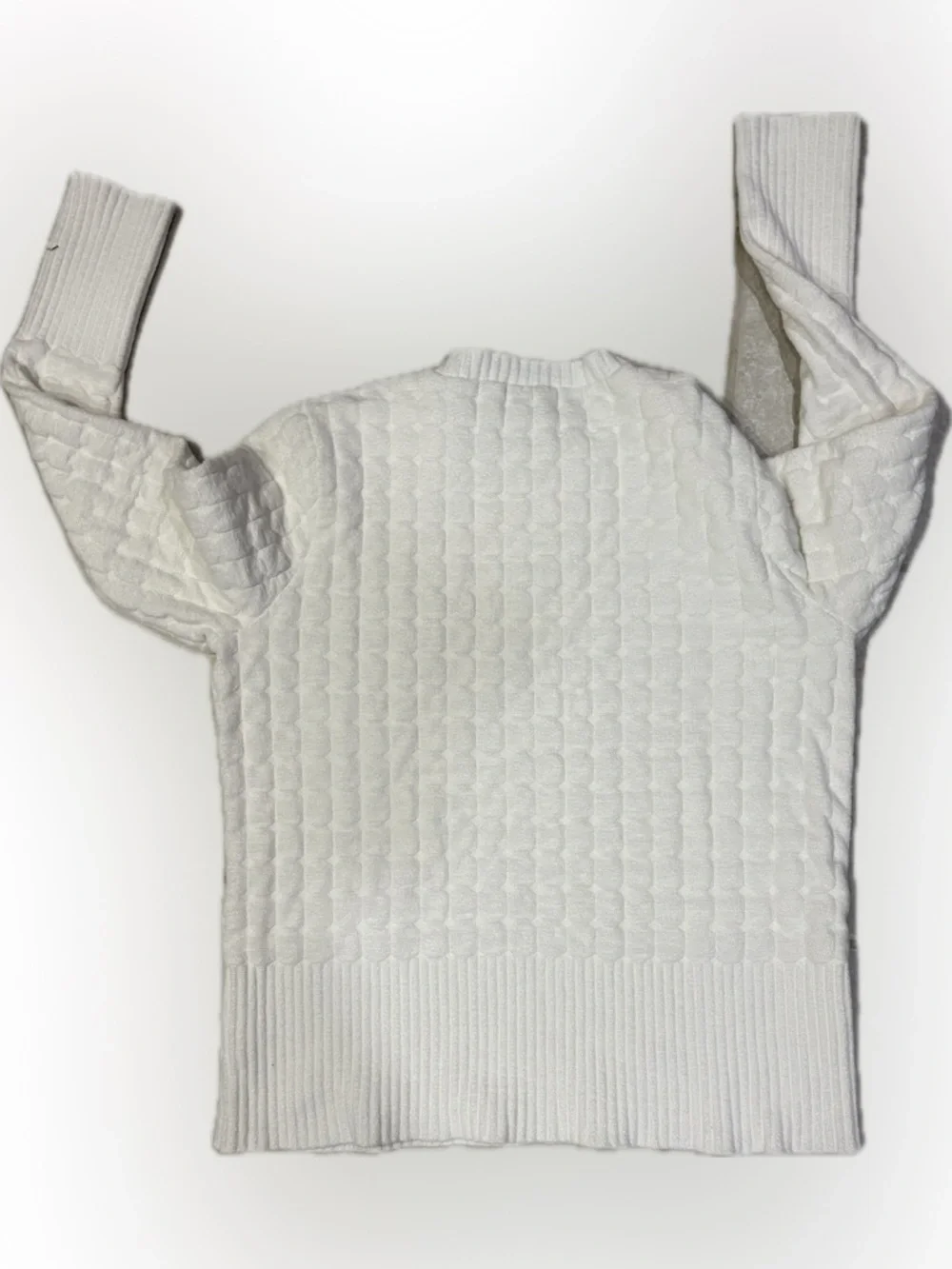 Liz Claiborne Cream Cable Knit Crewneck Sweater - Picture 4 of 6